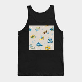 Fashion Bird Pattern - Blue & Gold Tank Top